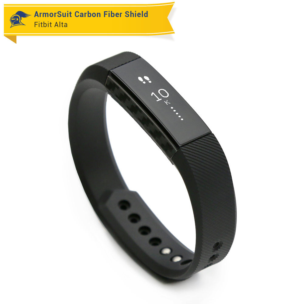 Fitbit Alta Screen Protector + Black Carbon Fiber Skin