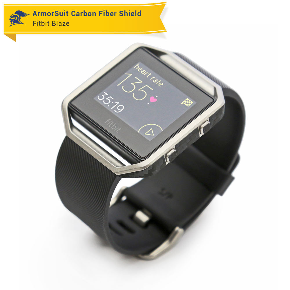 Fitbit Blaze Screen Protector + Black Carbon Fiber Skin
