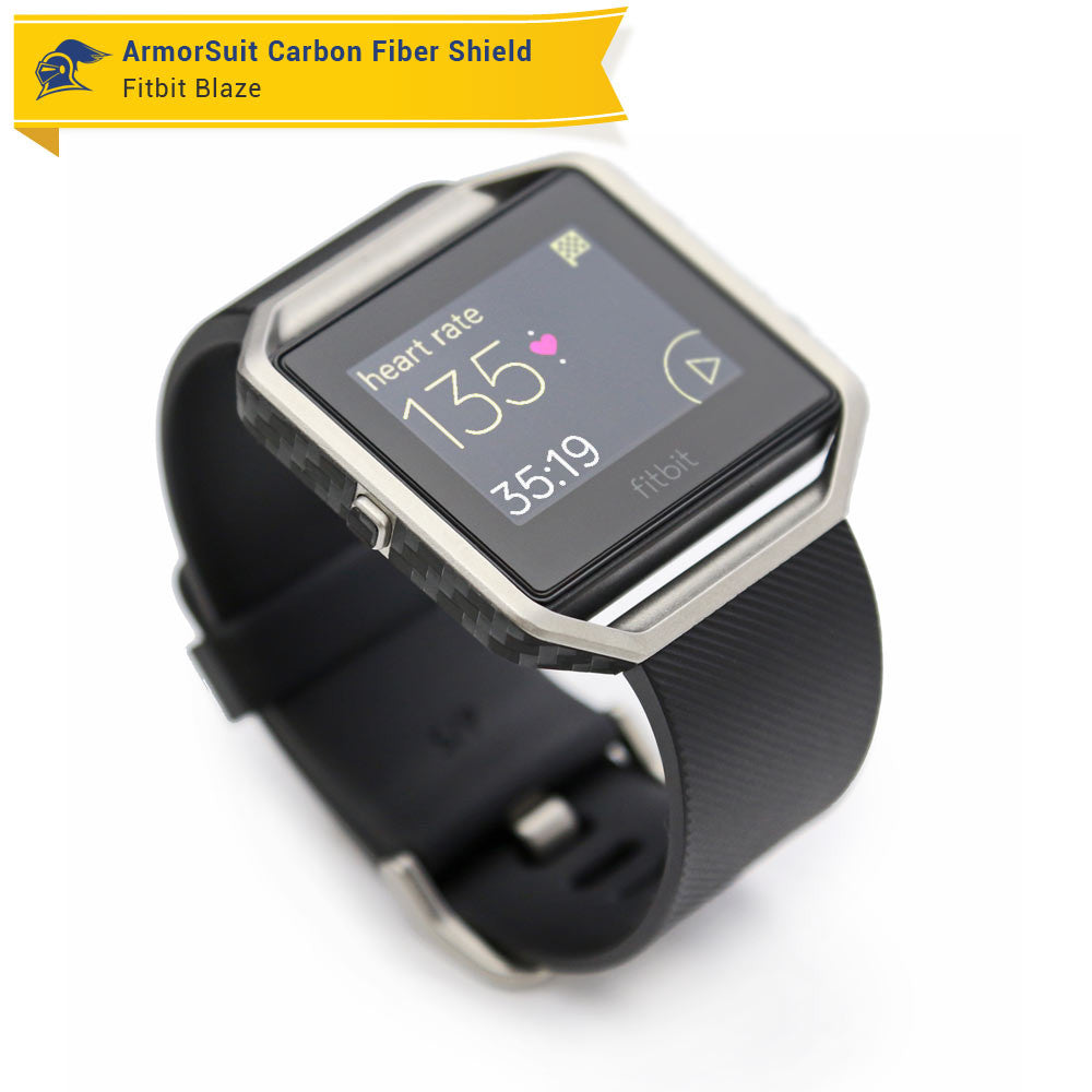 Fitbit Blaze Screen Protector + Black Carbon Fiber Skin