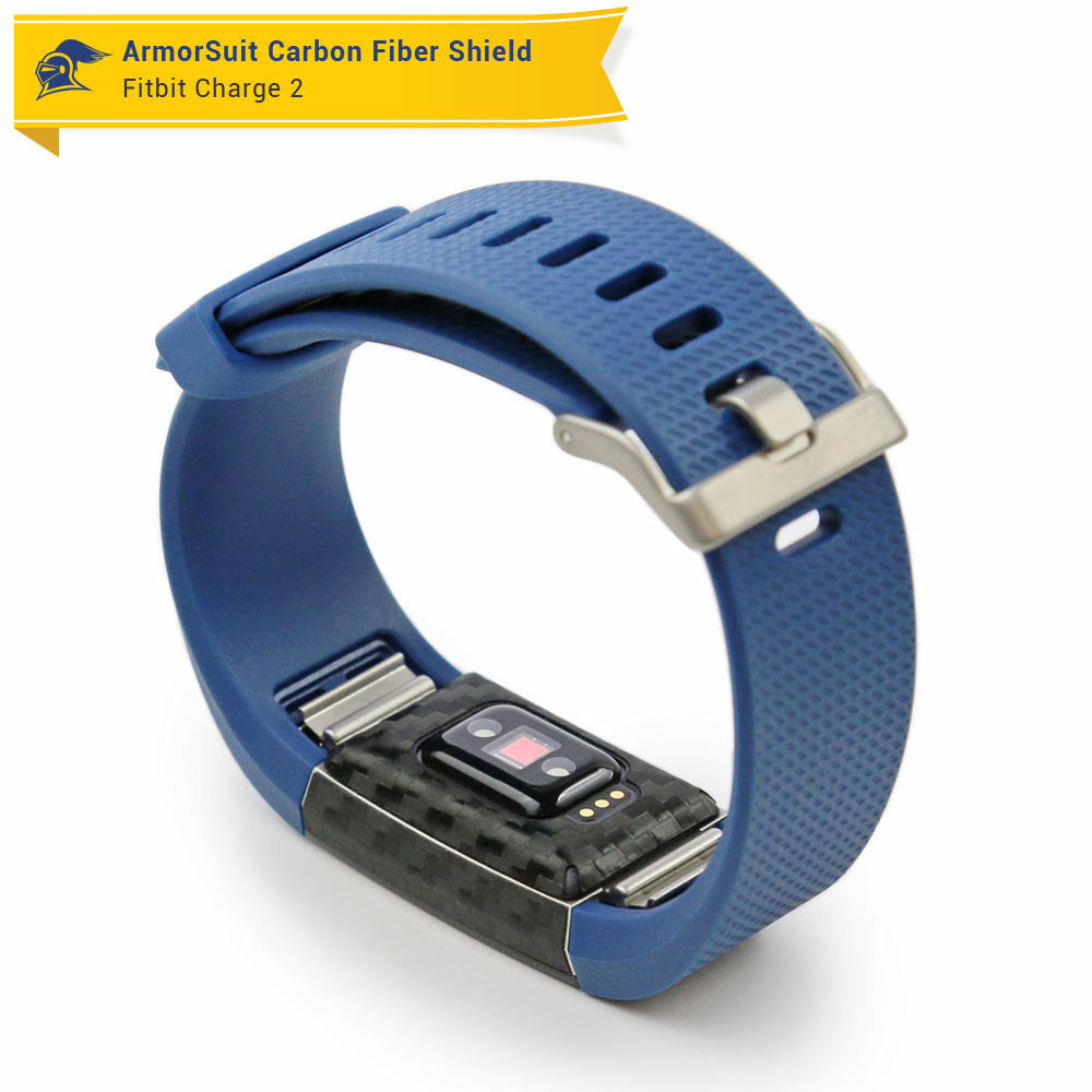 Fitbit Charge 2 Screen Protector + Black Carbon Fiber Skin