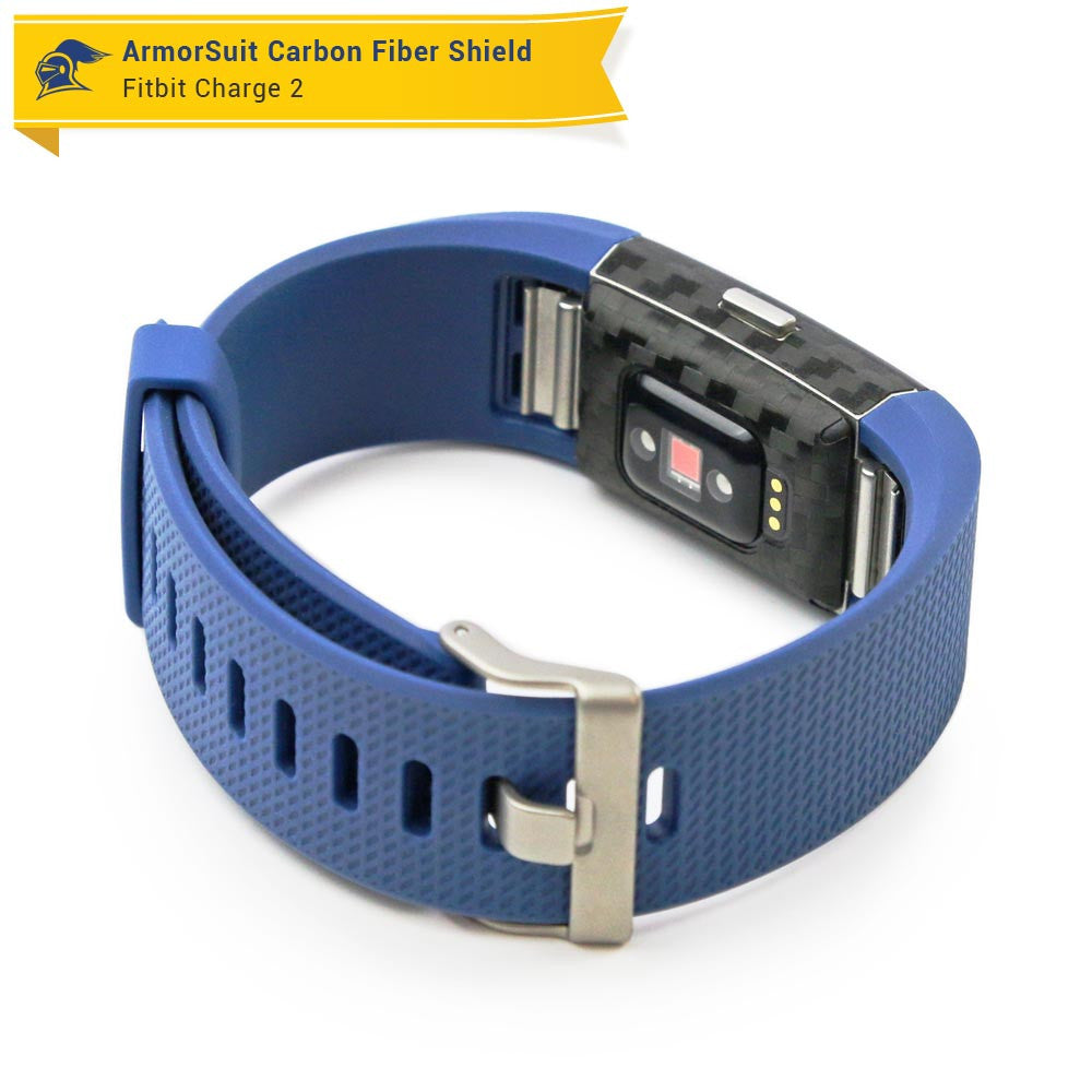 Fitbit Charge 2 Screen Protector + Black Carbon Fiber Skin