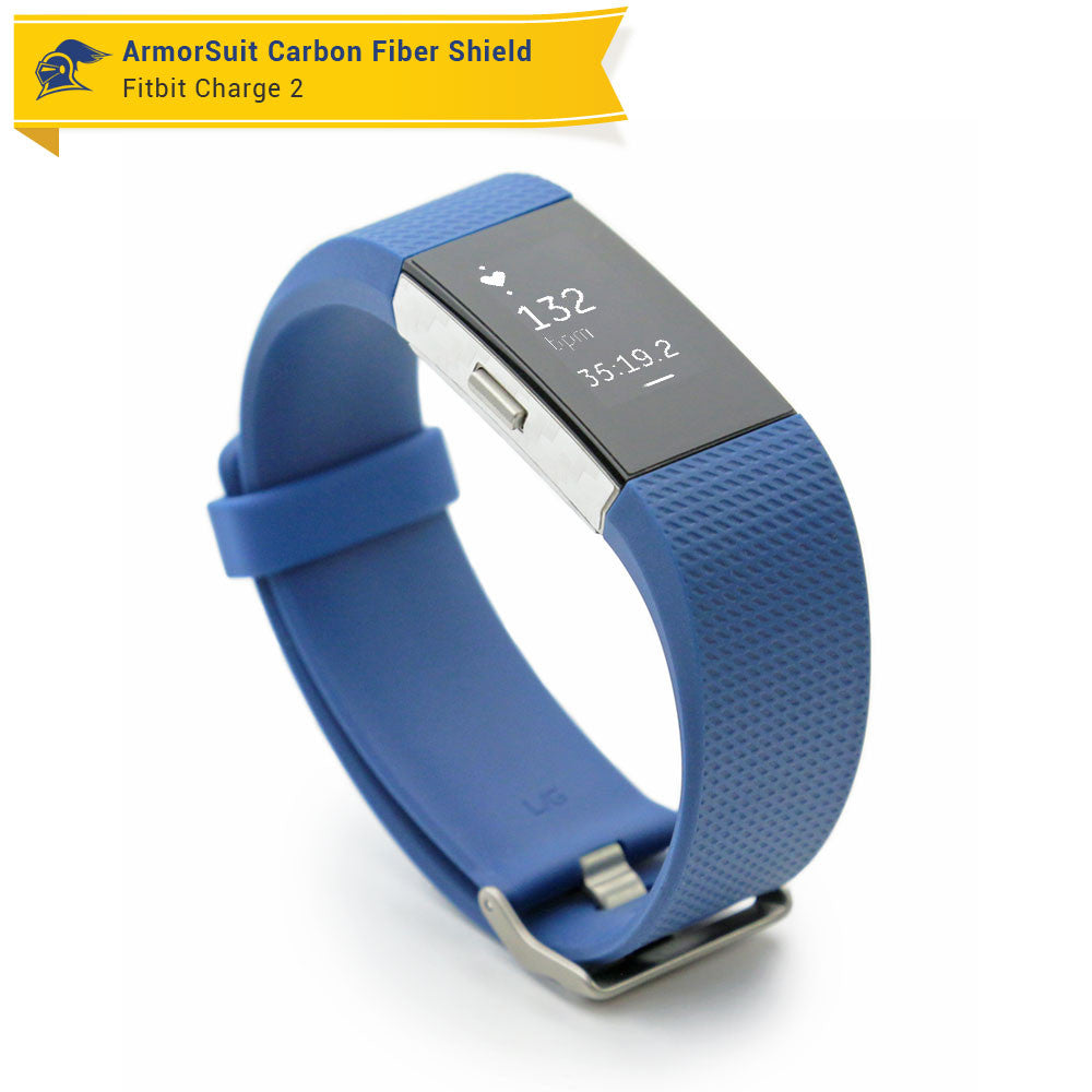 Fitbit Charge 2 Screen Protector + White Carbon Fiber Skin