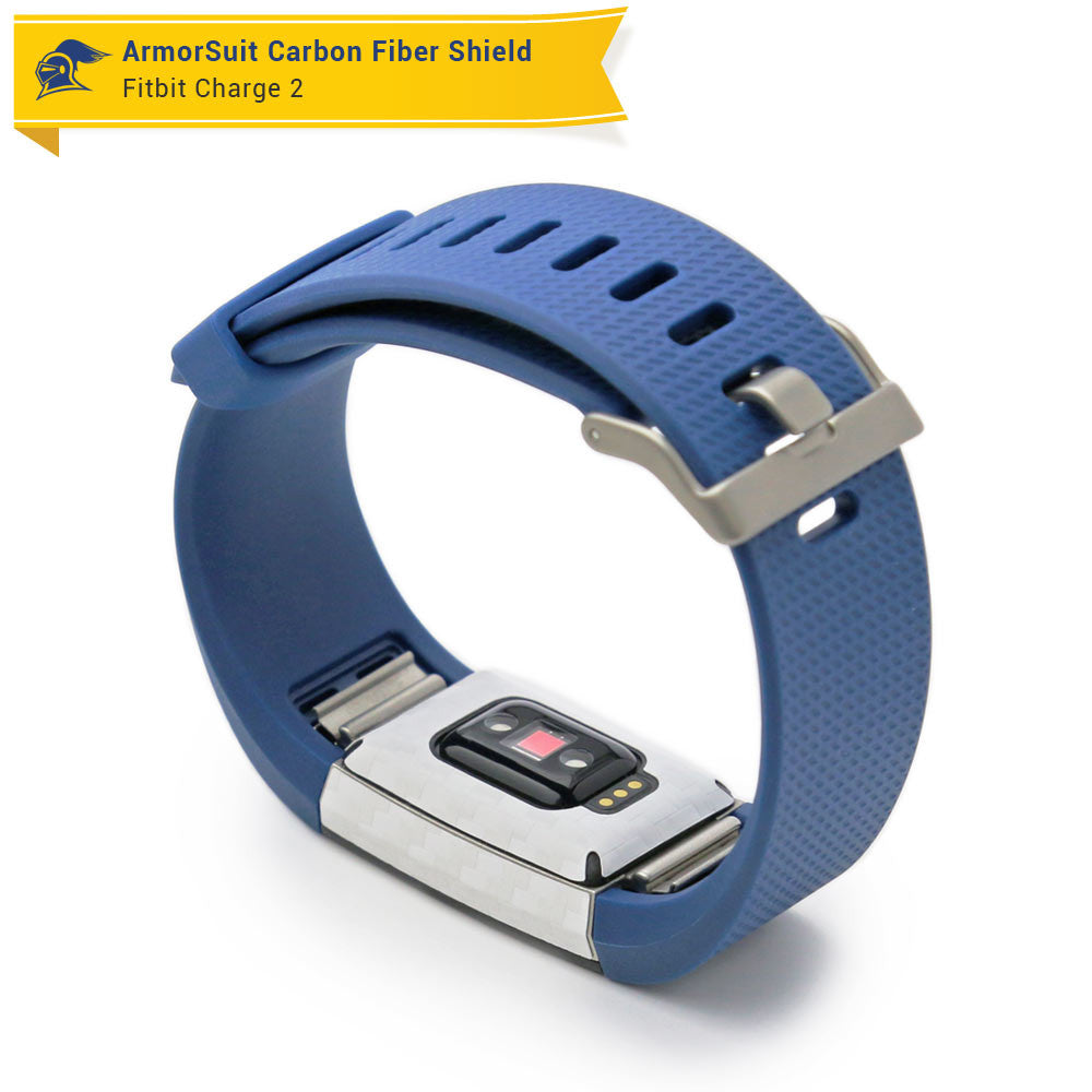 Fitbit Charge 2 Screen Protector + White Carbon Fiber Skin