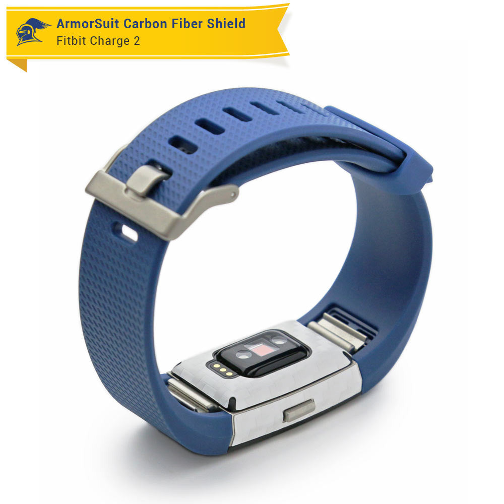 Fitbit Charge 2 Screen Protector + White Carbon Fiber Skin