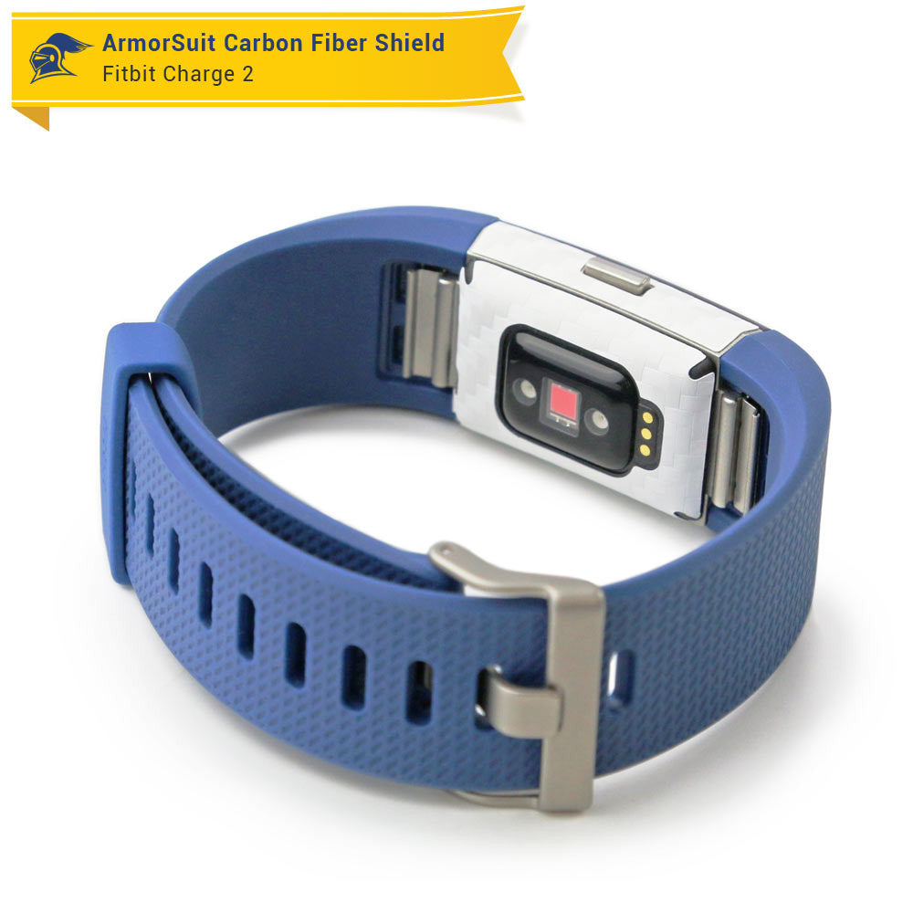 Fitbit Charge 2 Screen Protector + White Carbon Fiber Skin