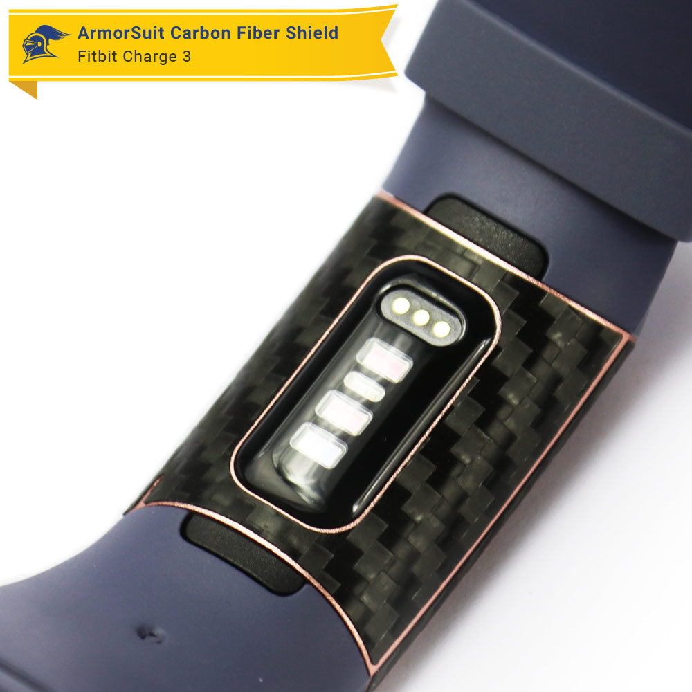 Fitbit Charge 3/4 Screen Protector + Black Carbon Fiber Skin