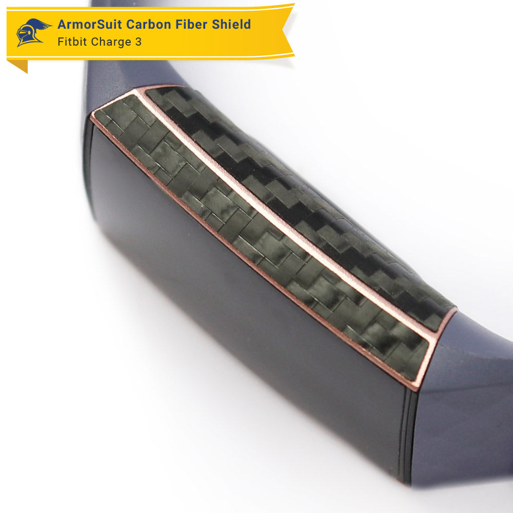 Fitbit Charge 3/4 Screen Protector + Black Carbon Fiber Skin