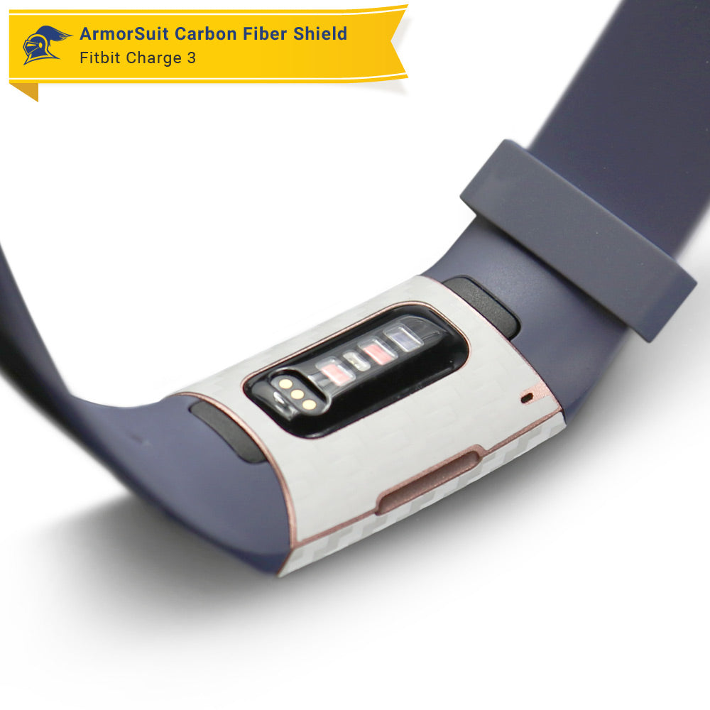 Fitbit Charge 3/4 Screen Protector + White Carbon Fiber Skin