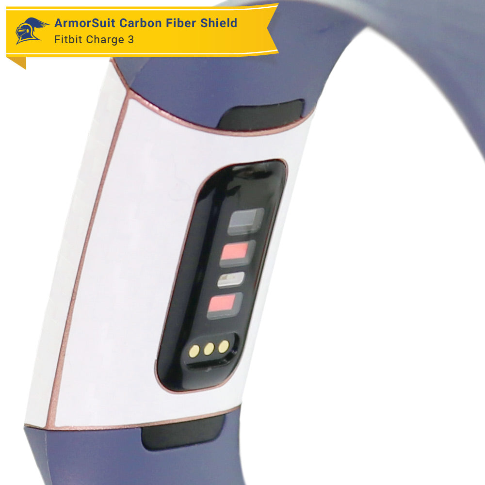 Fitbit Charge 3/4 Screen Protector + White Carbon Fiber Skin