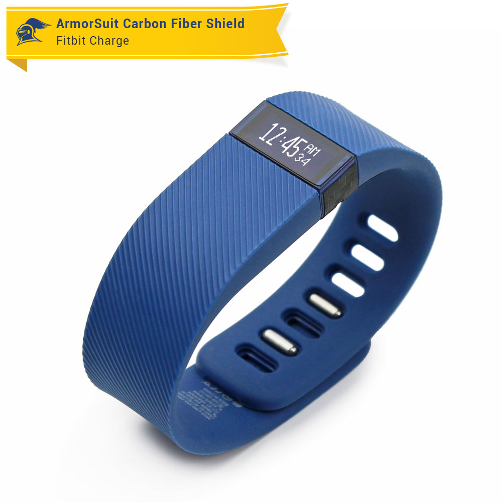 Fitbit Charge Screen Protector + Black Carbon Fiber Skin