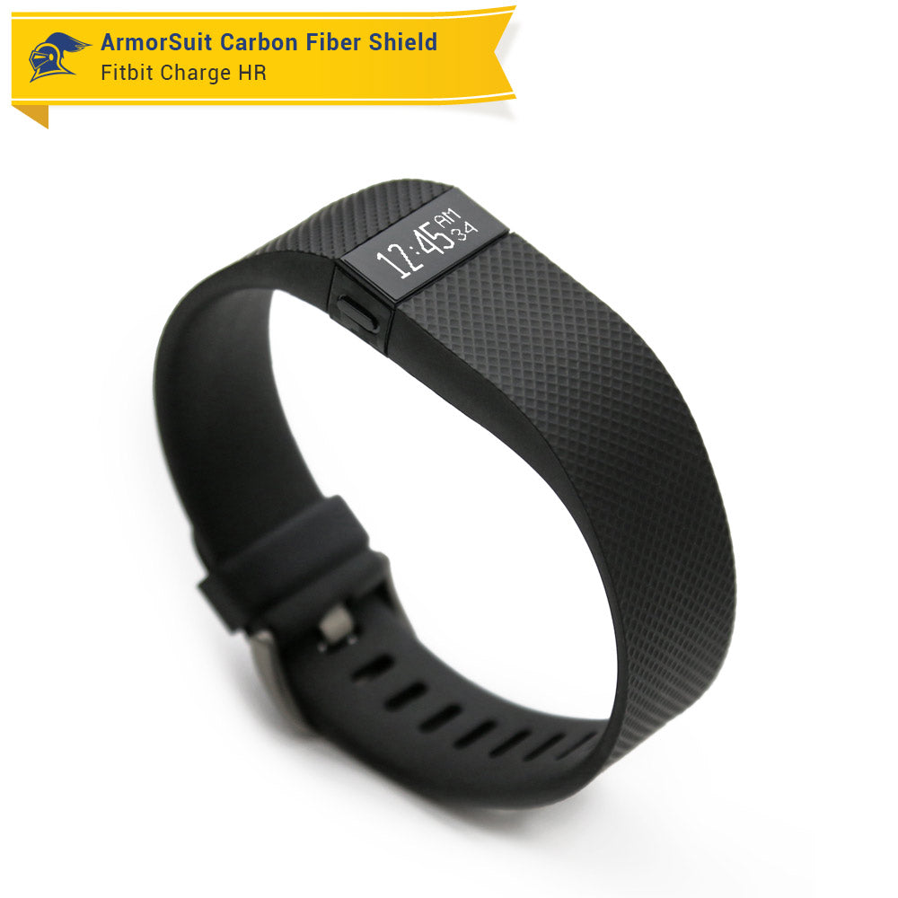 Fitbit Charge HR Screen Protector + Black Carbon Fiber Skin
