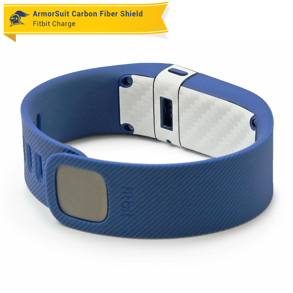 Fitbit Charge Screen Protector + White Carbon Fiber Skin
