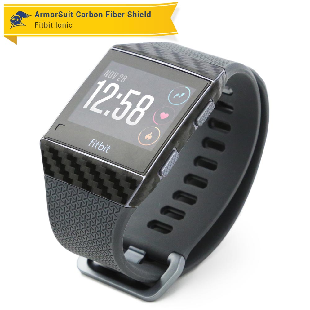 Fitbit Ionic Screen Protector + Black Carbon Fiber Skin