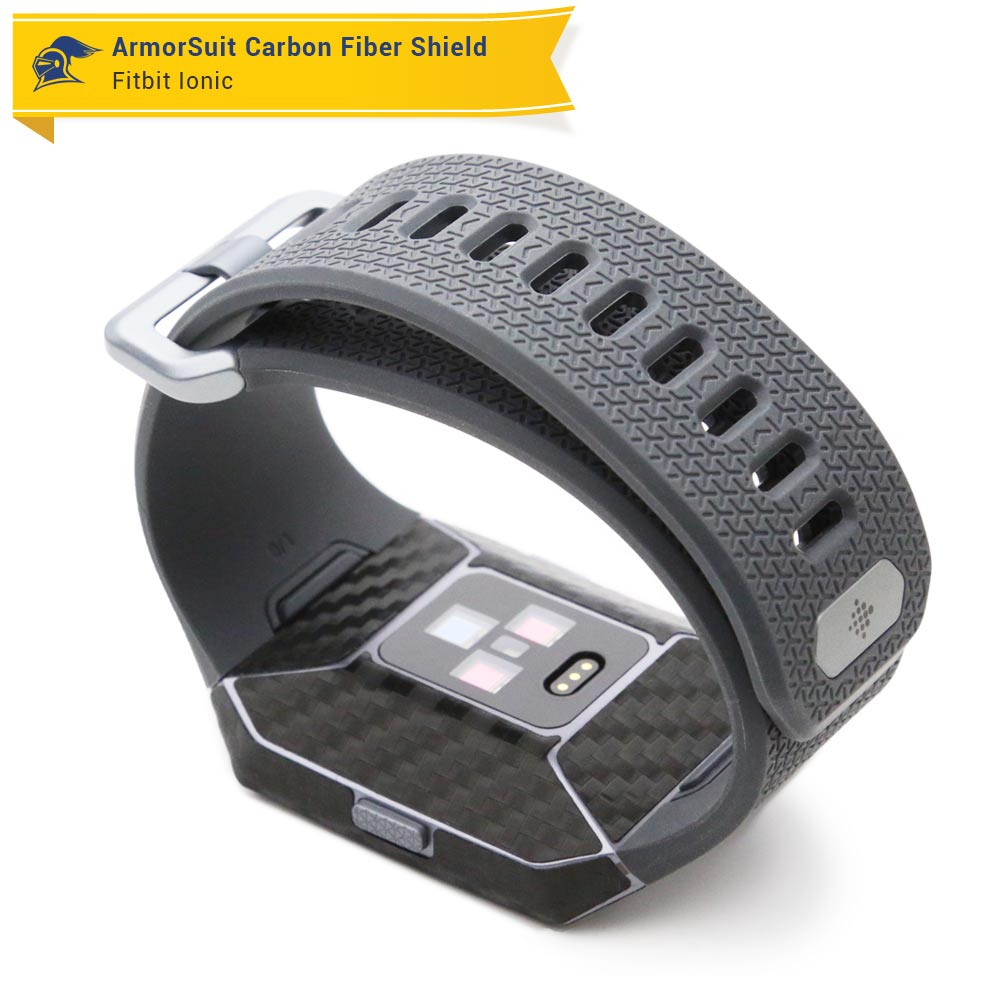 Fitbit Ionic Screen Protector + Black Carbon Fiber Skin