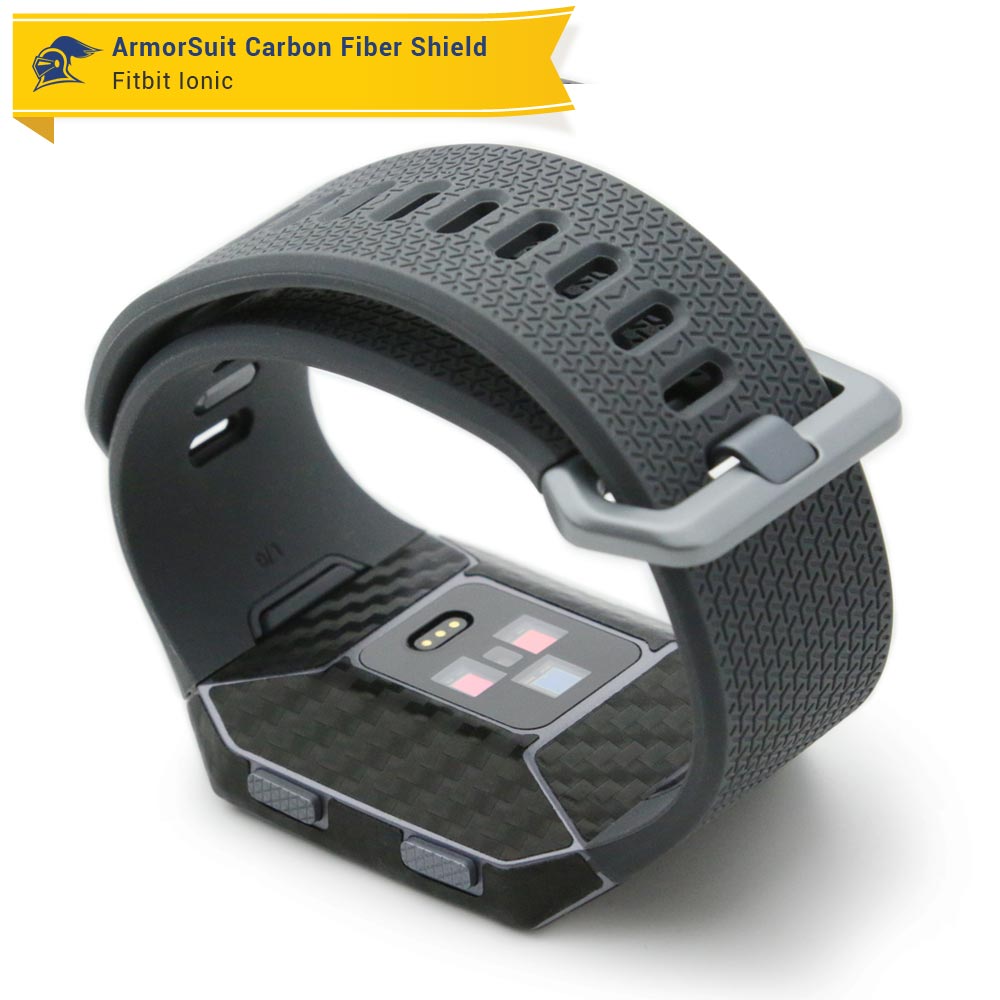 Fitbit Ionic Screen Protector + Black Carbon Fiber Skin
