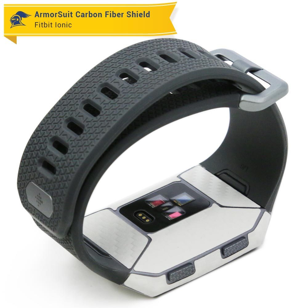Fitbit Ionic Screen Protector + White Carbon Fiber Skin
