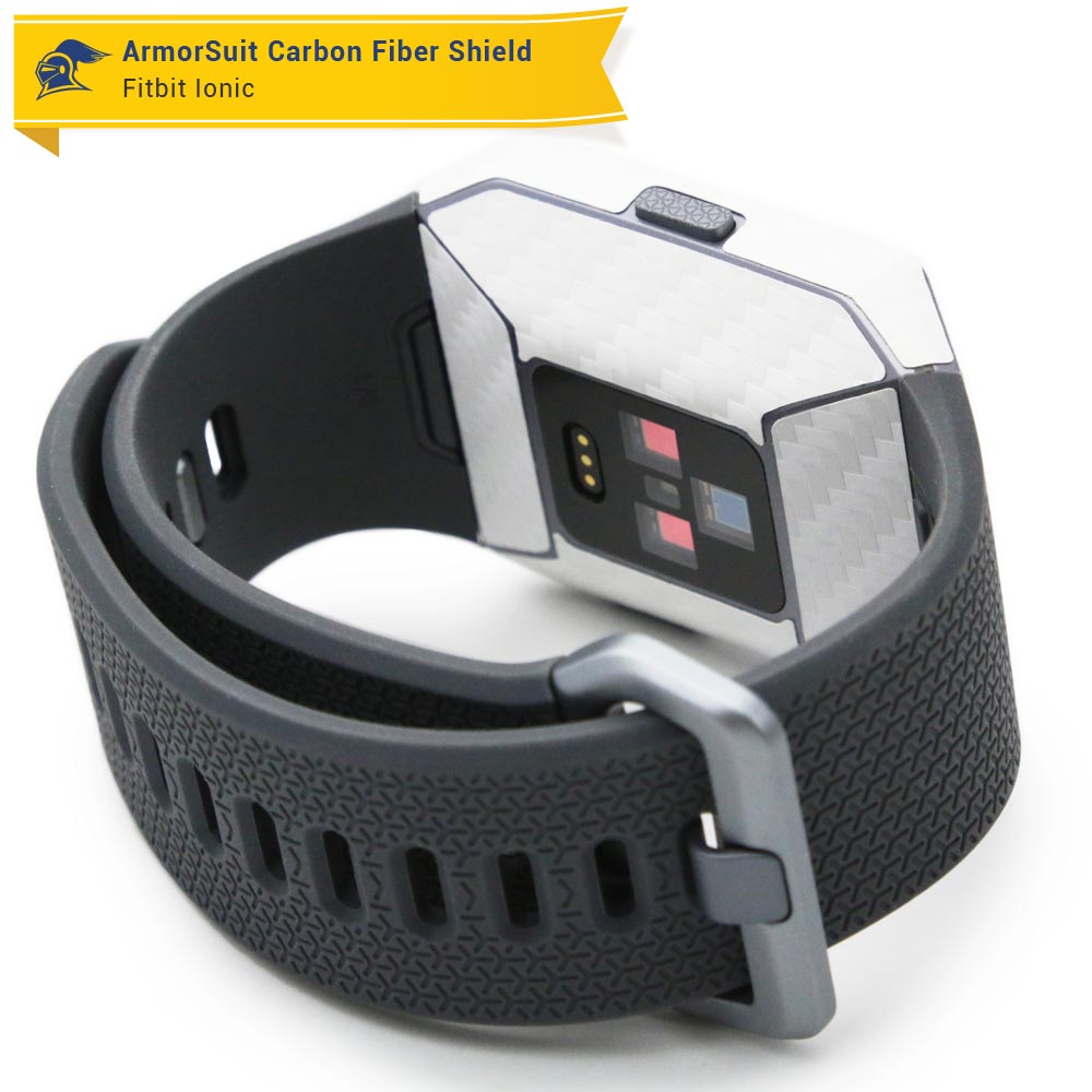 Fitbit Ionic Screen Protector + White Carbon Fiber Skin