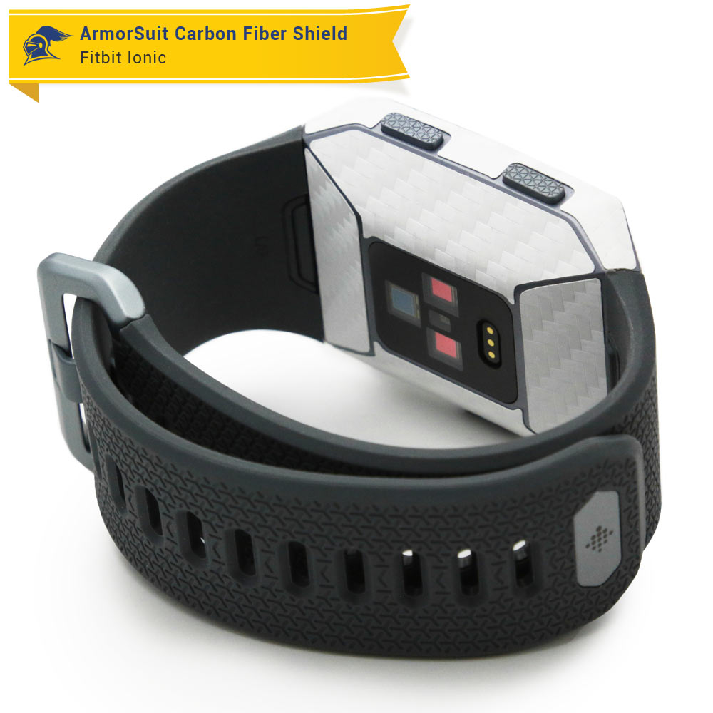 Fitbit Ionic Screen Protector + White Carbon Fiber Skin