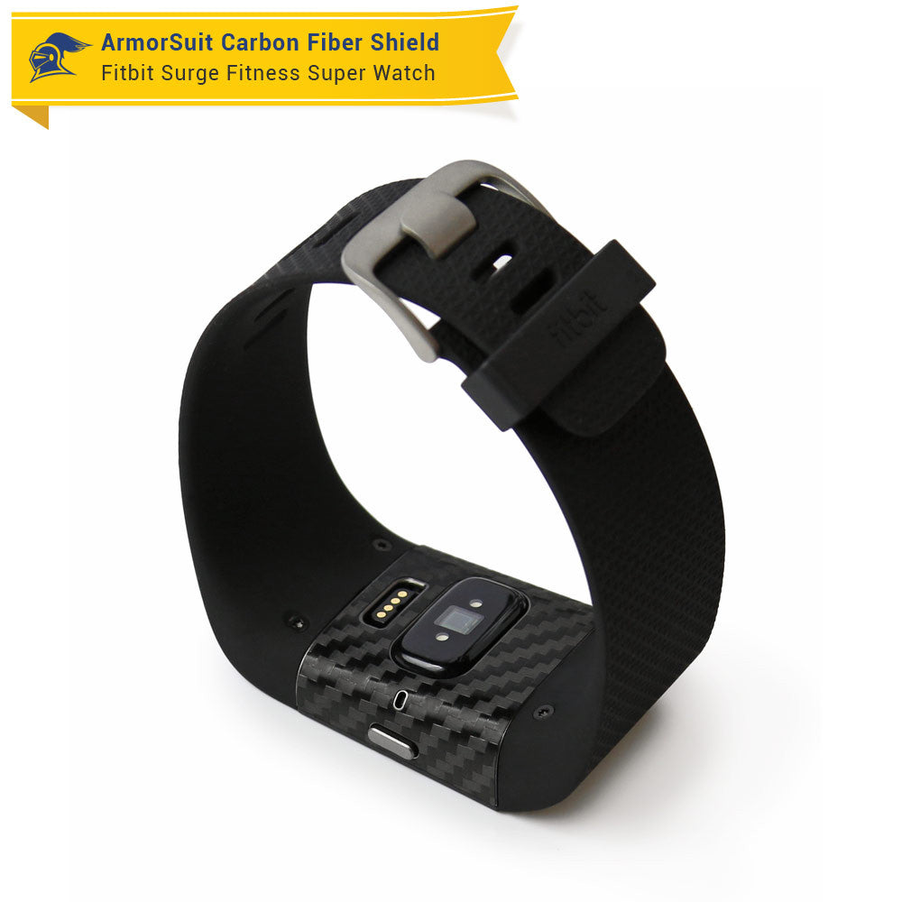 Fitbit Surge Fitness Superwatch Screen Protector + Black Carbon Fiber Skin