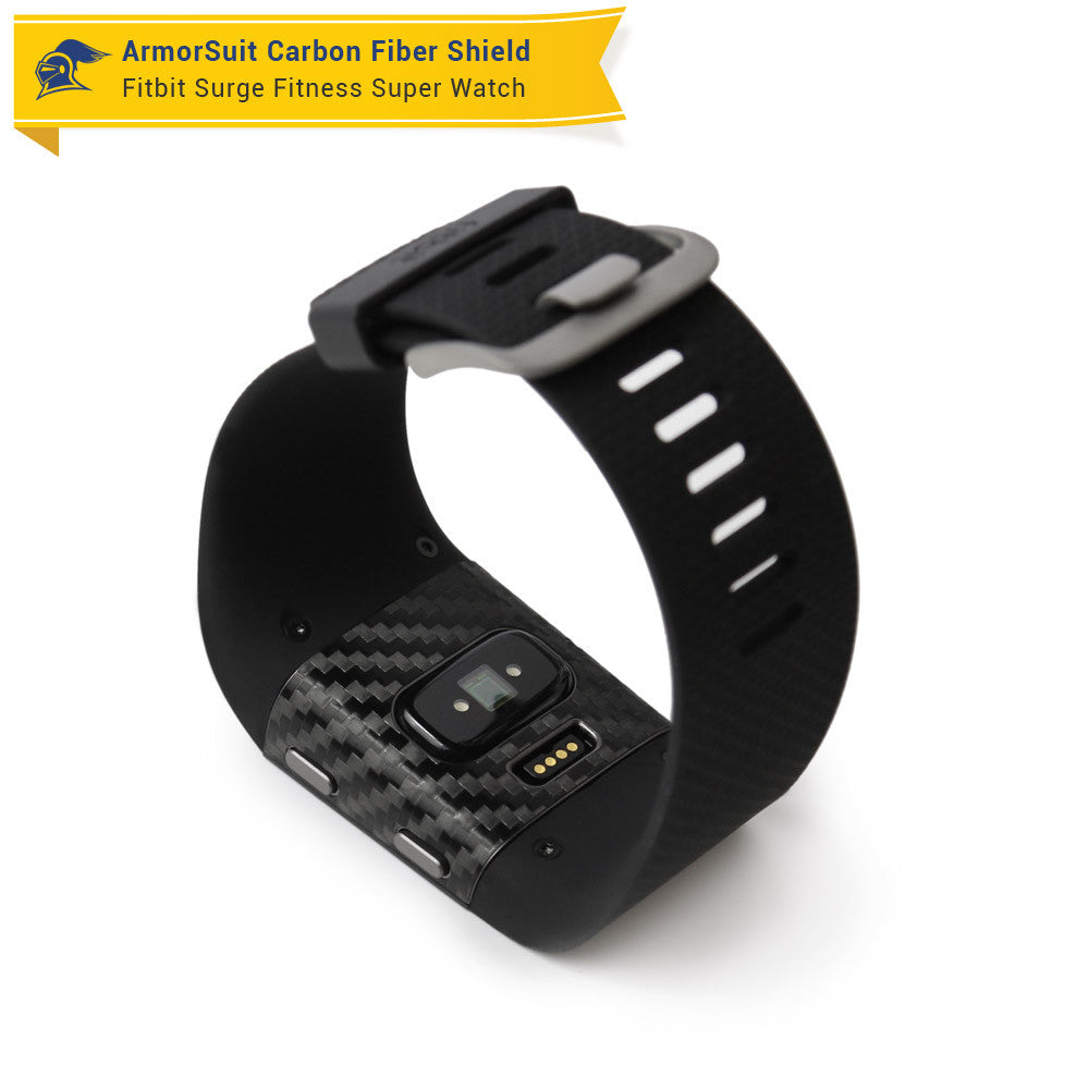 Fitbit Surge Fitness Superwatch Screen Protector + Black Carbon Fiber Skin