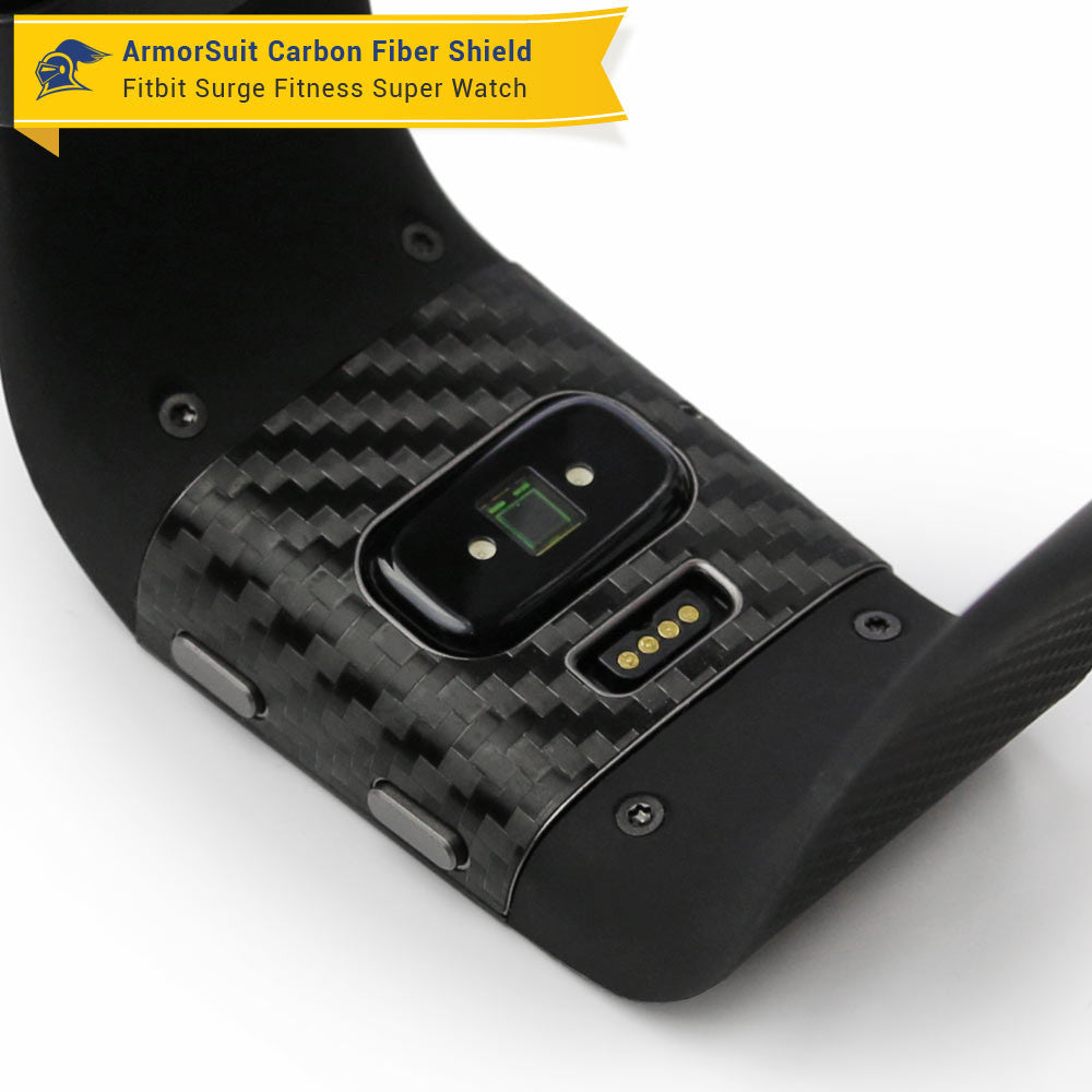 Fitbit Surge Fitness Superwatch Screen Protector + Black Carbon Fiber Skin