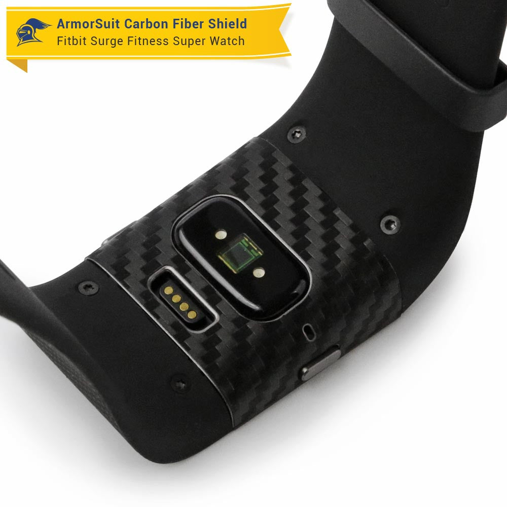 Fitbit Surge Fitness Superwatch Screen Protector + Black Carbon Fiber Skin