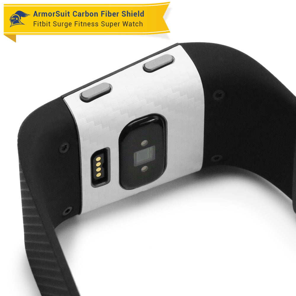 Fitbit Surge Fitness Superwatch Screen Protector + White Carbon Fiber Skin