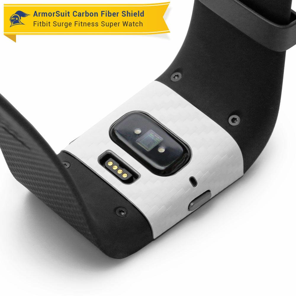 Fitbit Surge Fitness Superwatch Screen Protector + White Carbon Fiber Skin
