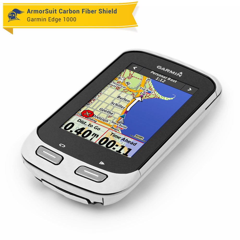Garmin Edge 1000 Screen Protector + White Carbon Fiber Skin