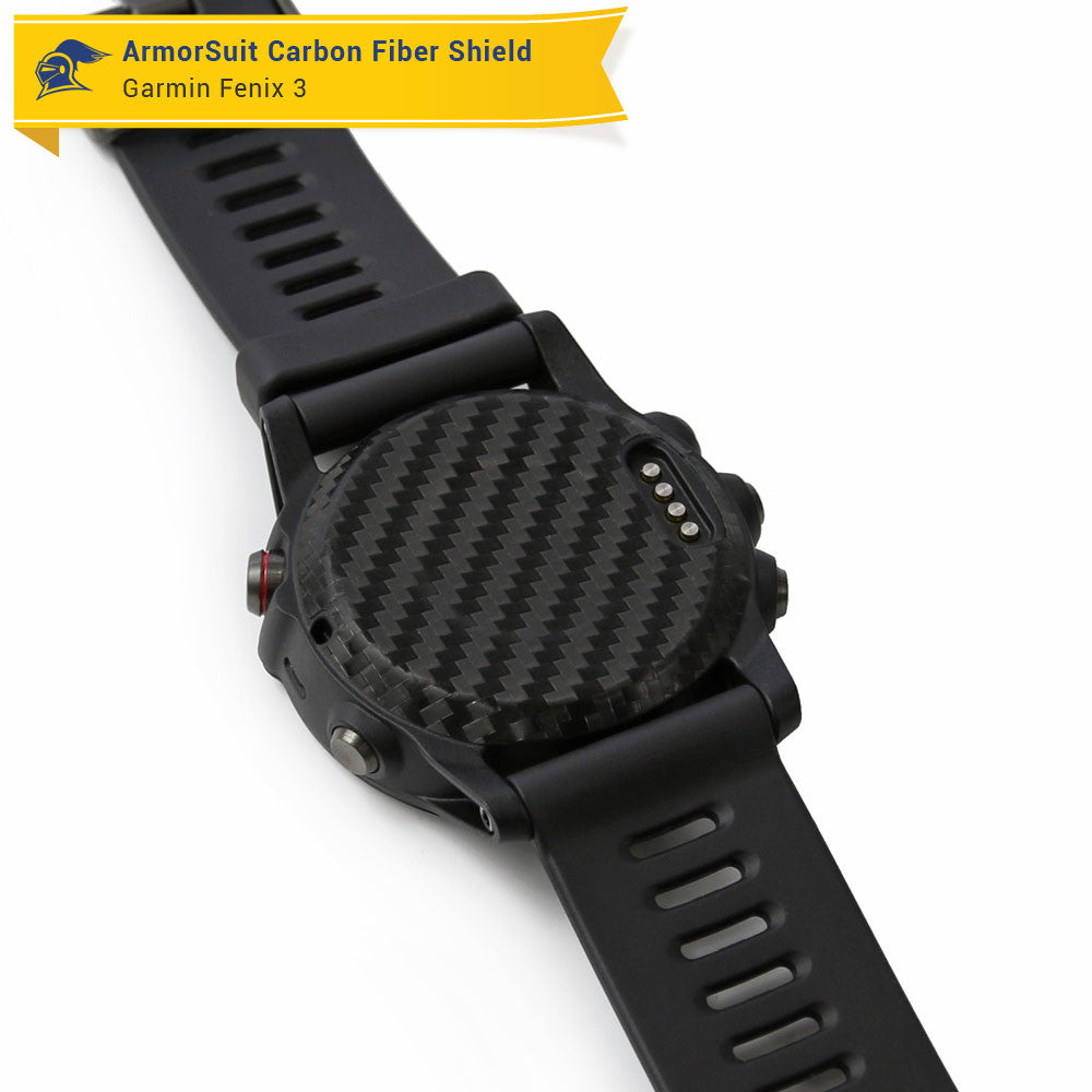 Garmin Fenix 3 Screen Protector + Black Carbon Fiber Skin