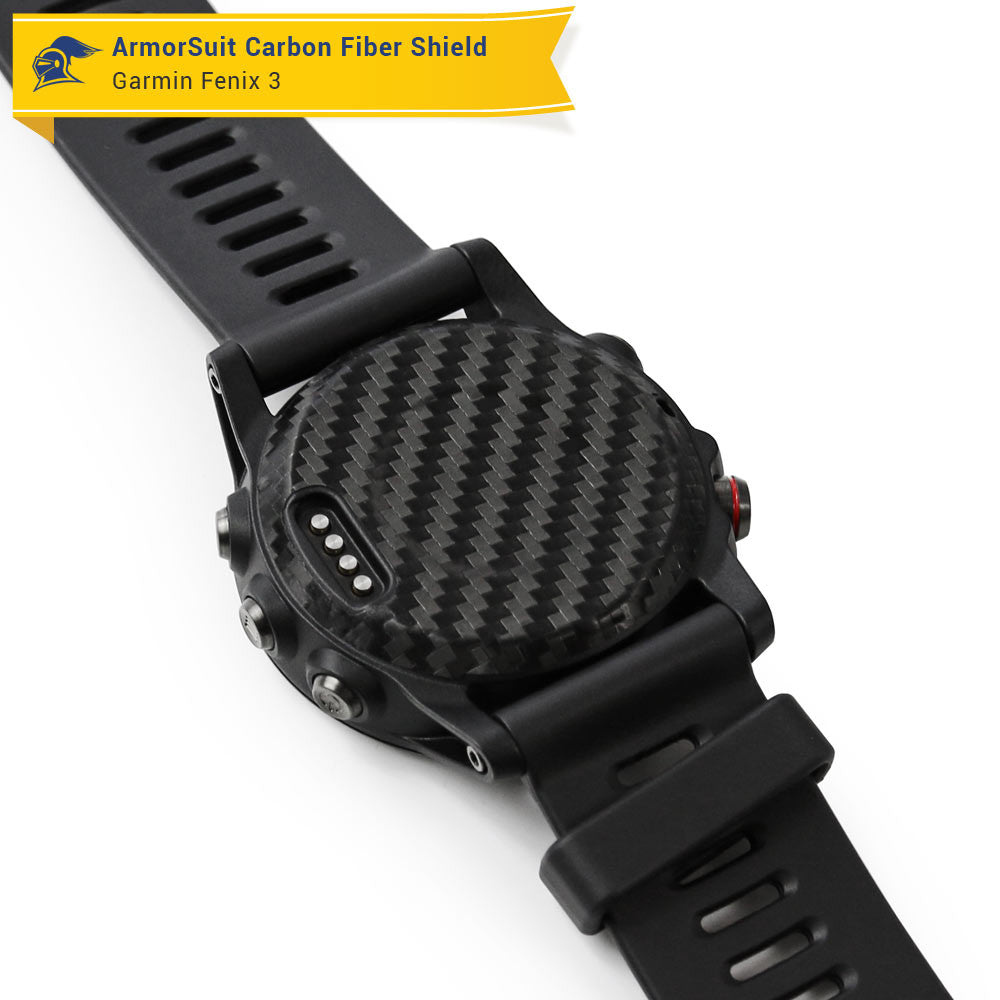 Garmin Fenix 3 Screen Protector + Black Carbon Fiber Skin
