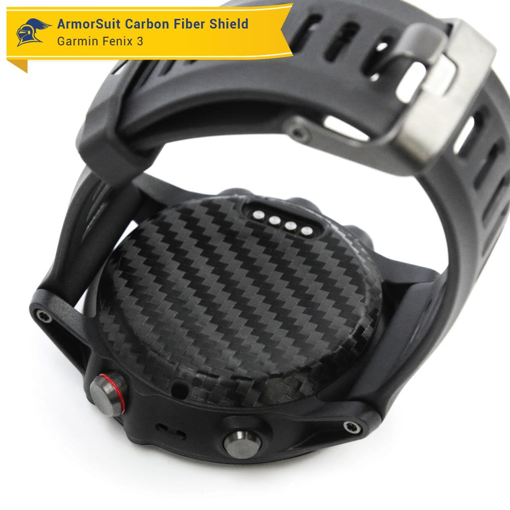 Garmin Fenix 3 Screen Protector + Black Carbon Fiber Skin
