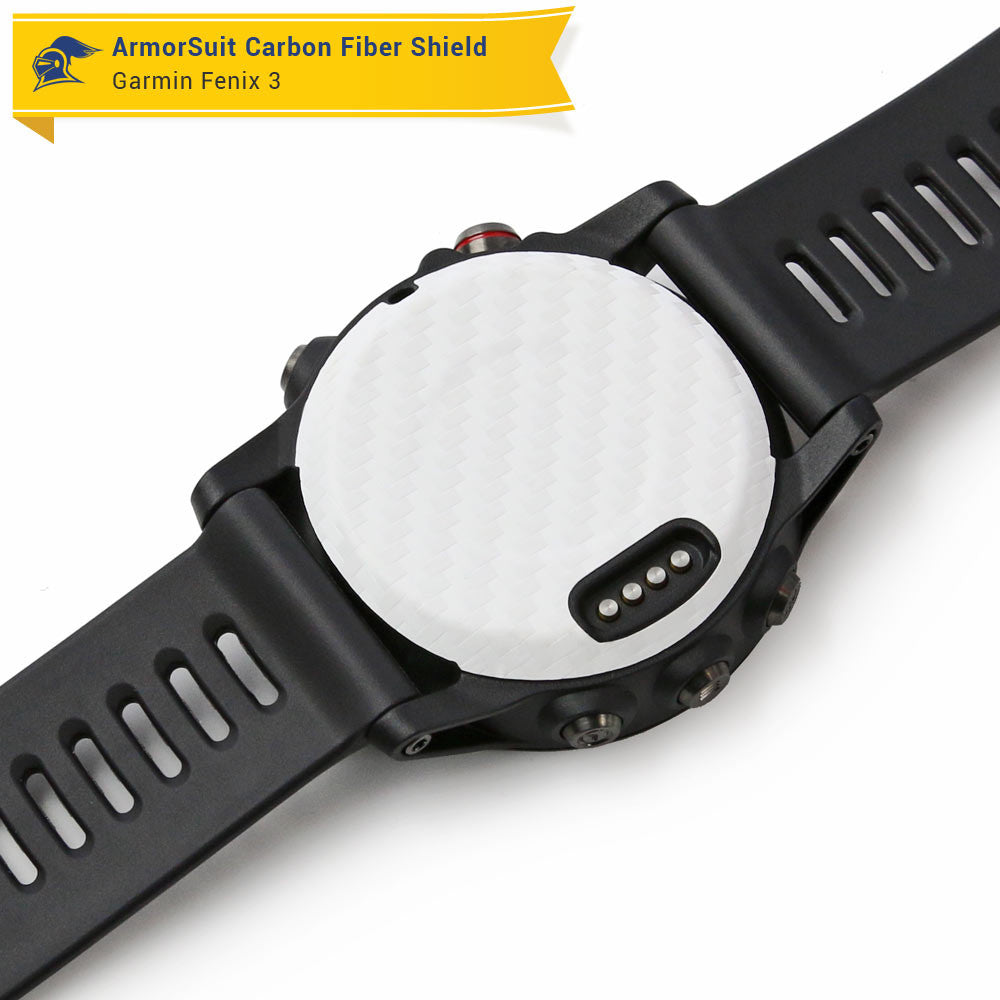 Garmin Fenix 3 Screen Protector + White Carbon Fiber Skin