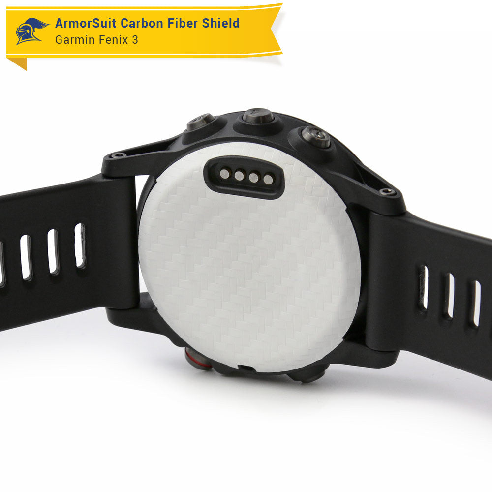 Garmin Fenix 3 Screen Protector + White Carbon Fiber Skin