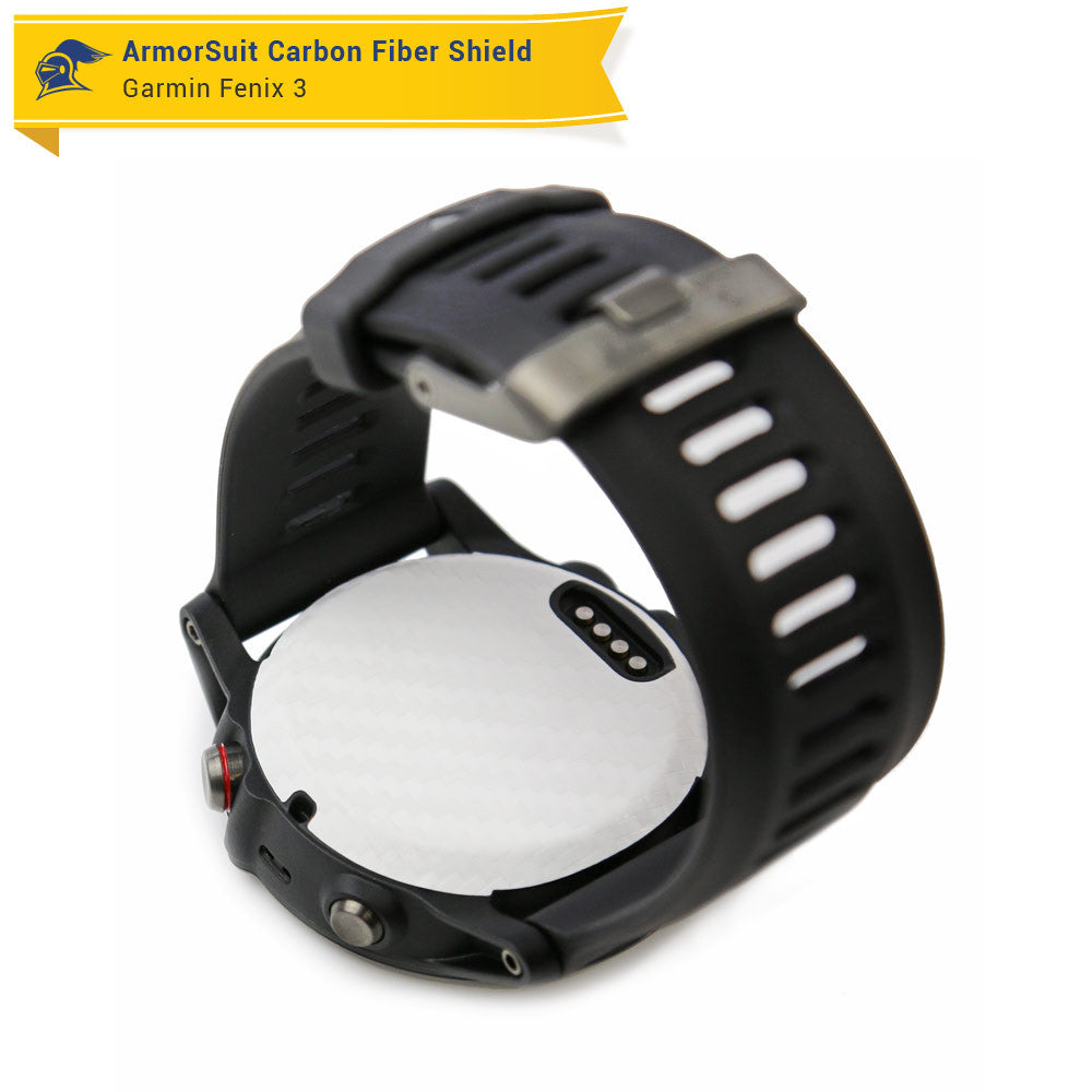 Garmin Fenix 3 Screen Protector + White Carbon Fiber Skin