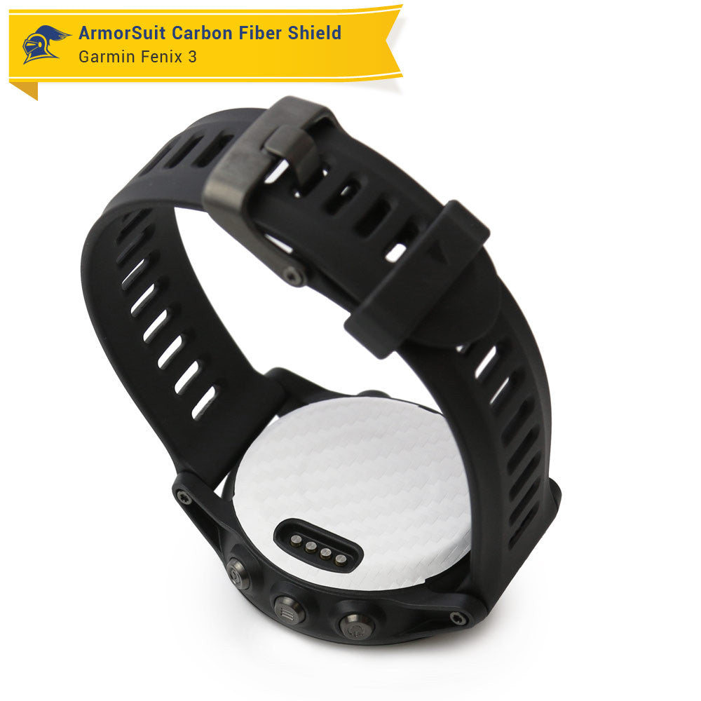 Garmin Fenix 3 Screen Protector + White Carbon Fiber Skin