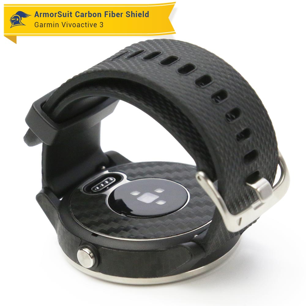 Garmin Vivoactive 3 Screen Protector + Black Carbon Fiber Skin