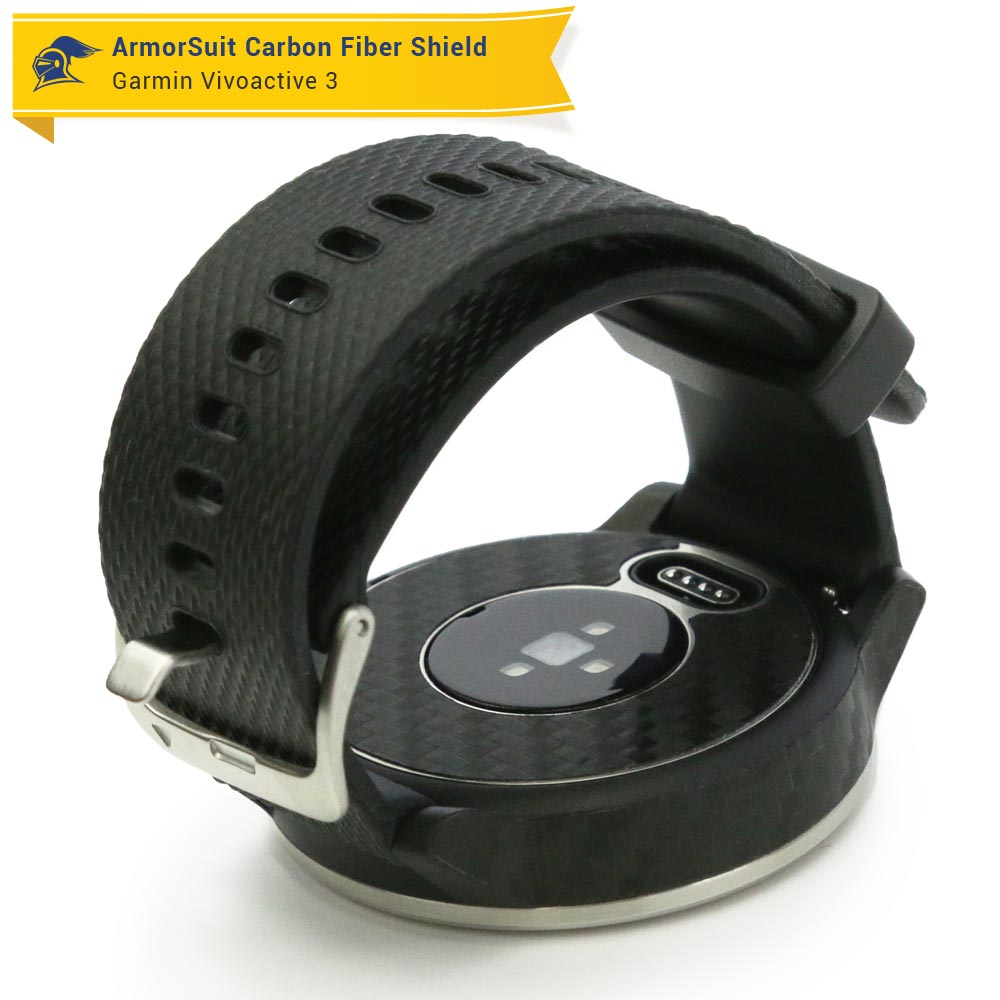 Garmin Vivoactive 3 Screen Protector + Black Carbon Fiber Skin