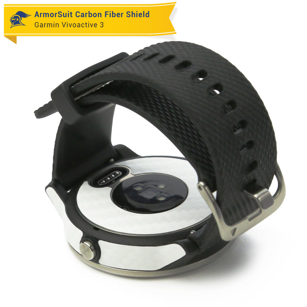 Garmin Vivoactive 3 Screen Protector + White Carbon Fiber Skin