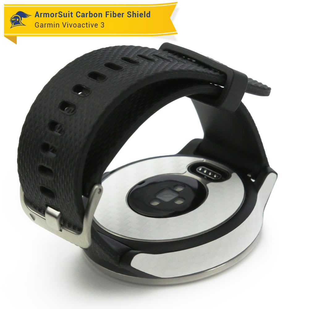 Garmin Vivoactive 3 Screen Protector + White Carbon Fiber Skin
