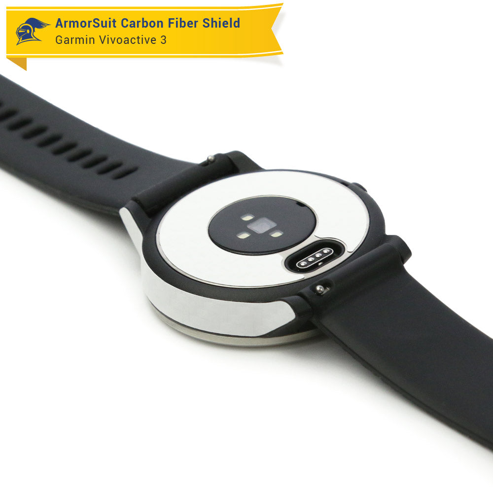 Garmin Vivoactive 3 Screen Protector + White Carbon Fiber Skin
