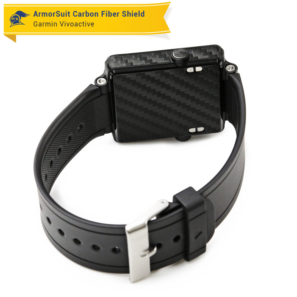 Garmin Vivoactive Screen Protector + Black Carbon Fiber Skin