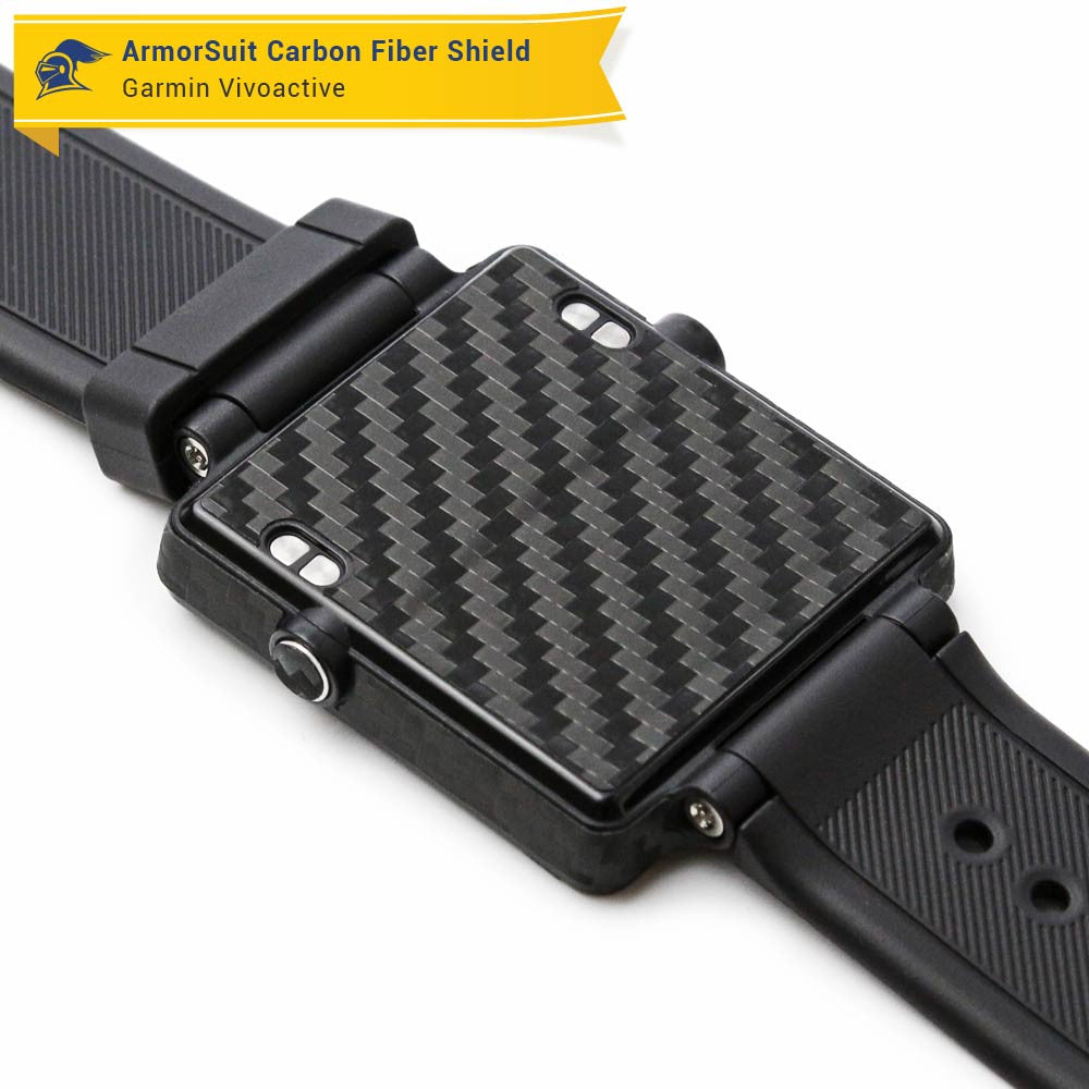 Garmin Vivoactive Screen Protector + Black Carbon Fiber Skin