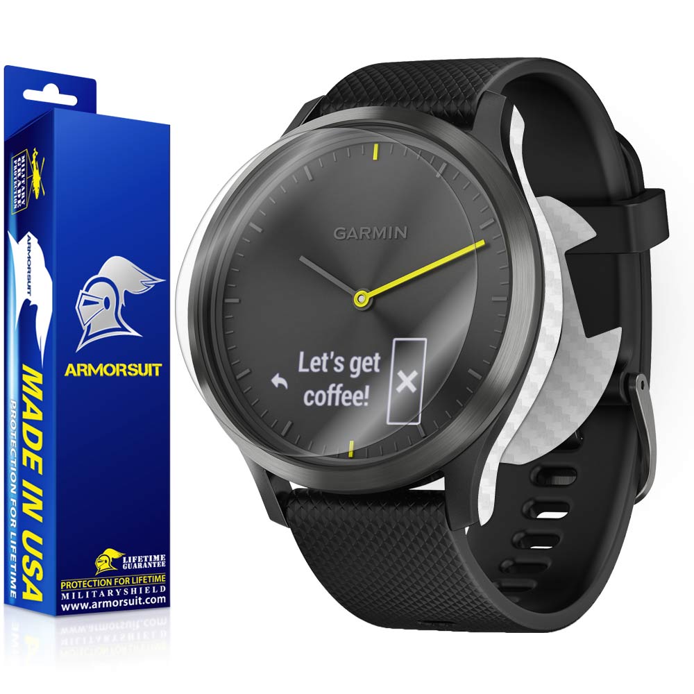 Garmin Vivomove HR Screen Protector + White Carbon Fiber Skin