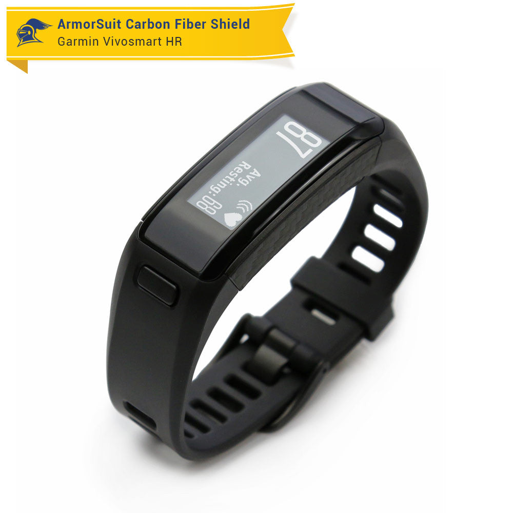Garmin Vivosmart HR Screen Protector + Black Carbon Fiber Skin