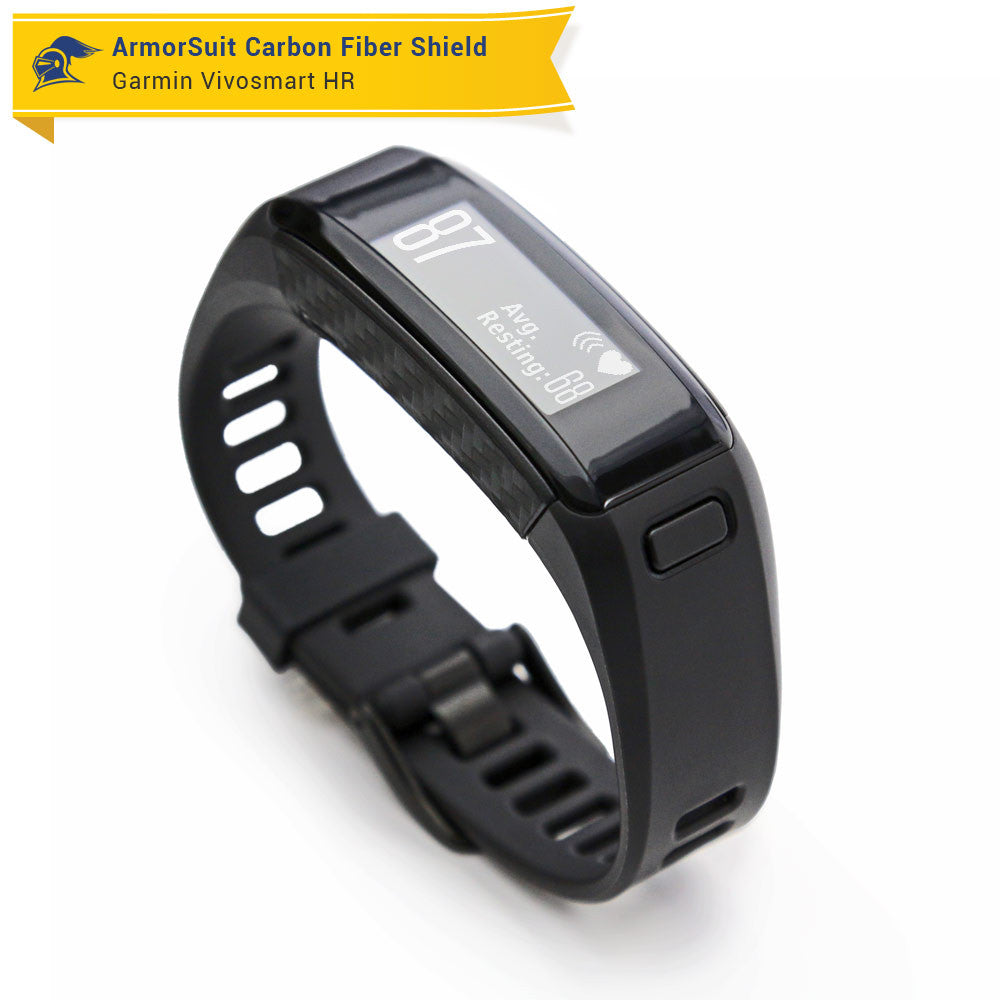 Garmin Vivosmart HR Screen Protector + Black Carbon Fiber Skin