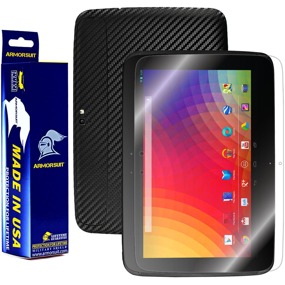 Google Nexus 10 Screen Protector + Black Carbon Fiber Film Protector