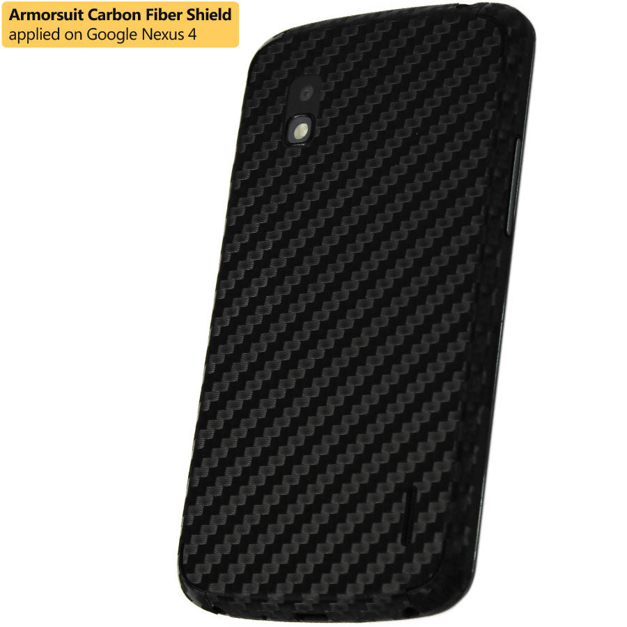 LG Nexus 4 Screen Protector + Black Carbon Fiber Film Protector