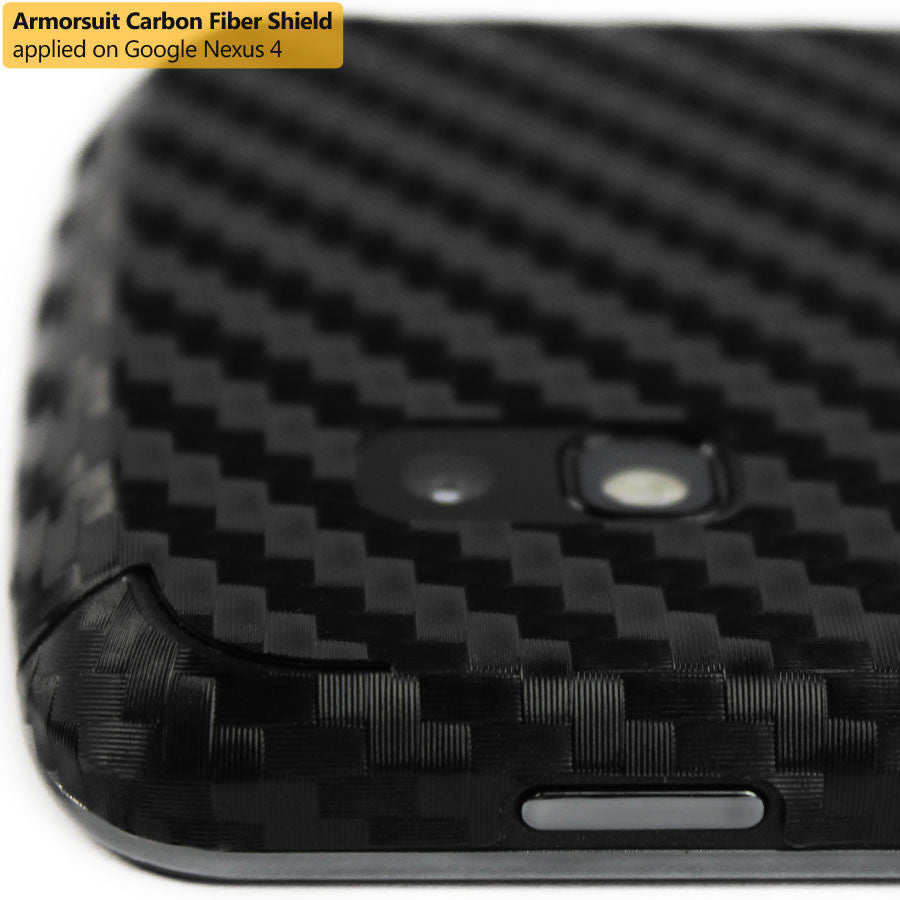 LG Nexus 4 Screen Protector + Black Carbon Fiber Film Protector