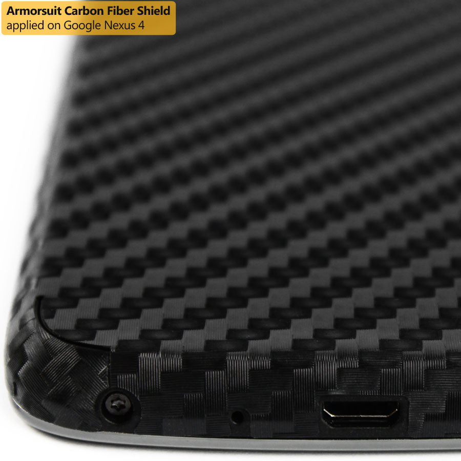 LG Nexus 4 Screen Protector + Black Carbon Fiber Film Protector